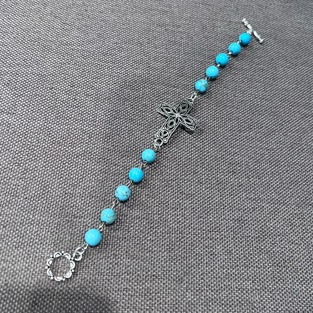 NWOT - Natural Stone Turquoise silver bracelet - Picture 4 of 5